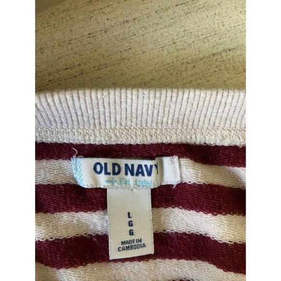 Cream and Maroon Long Sleeved Old Navy (Size Large) - Picture 3 of 4